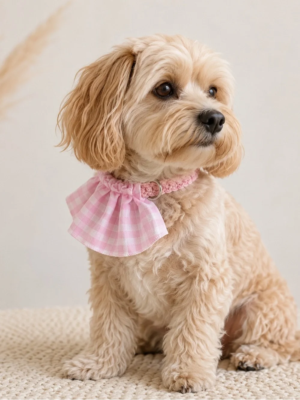 Pink Gingham Removable Ruffle for Pets